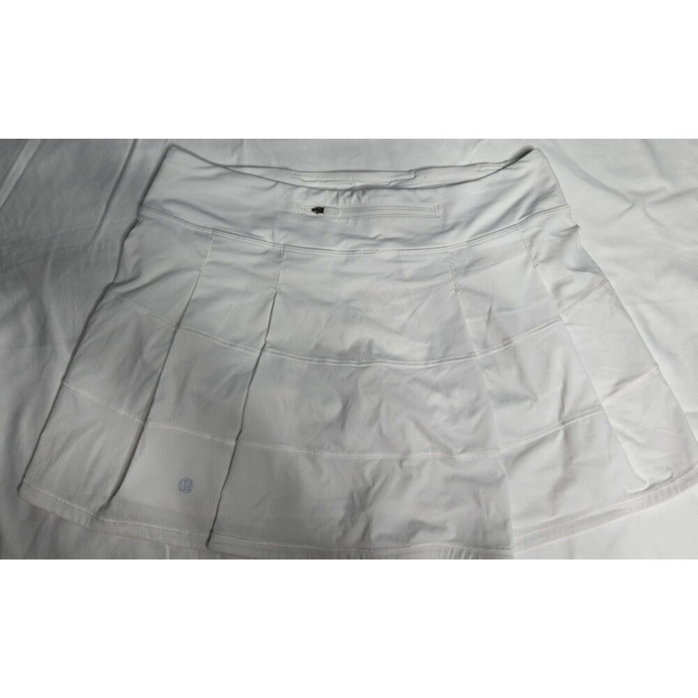 Lululemon Pace Setter Skirt White Pleated Athletic Running Tennis Women 8 Tall